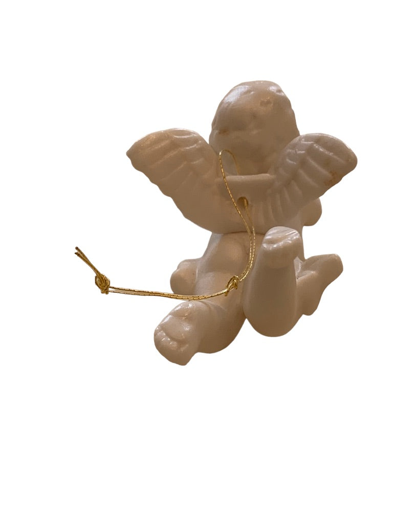 Vintage Ceramic Hanging Angel Ornaments Cherub New Old Stock Box of 6