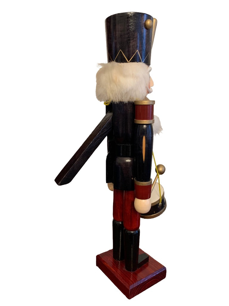 International Bazaar Drummer Nutcracker Blue 20" Hand Painted Wood