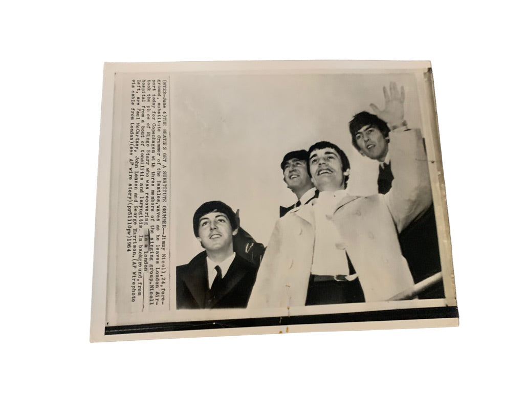 Beatles Wide World Photo's June 4th 1964 The Beatles Get a Subsitute Drummer 8 x 10"