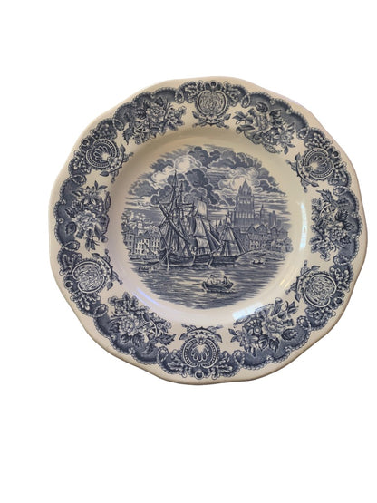 Historical Ports of England Blue 10" Dinner Plate