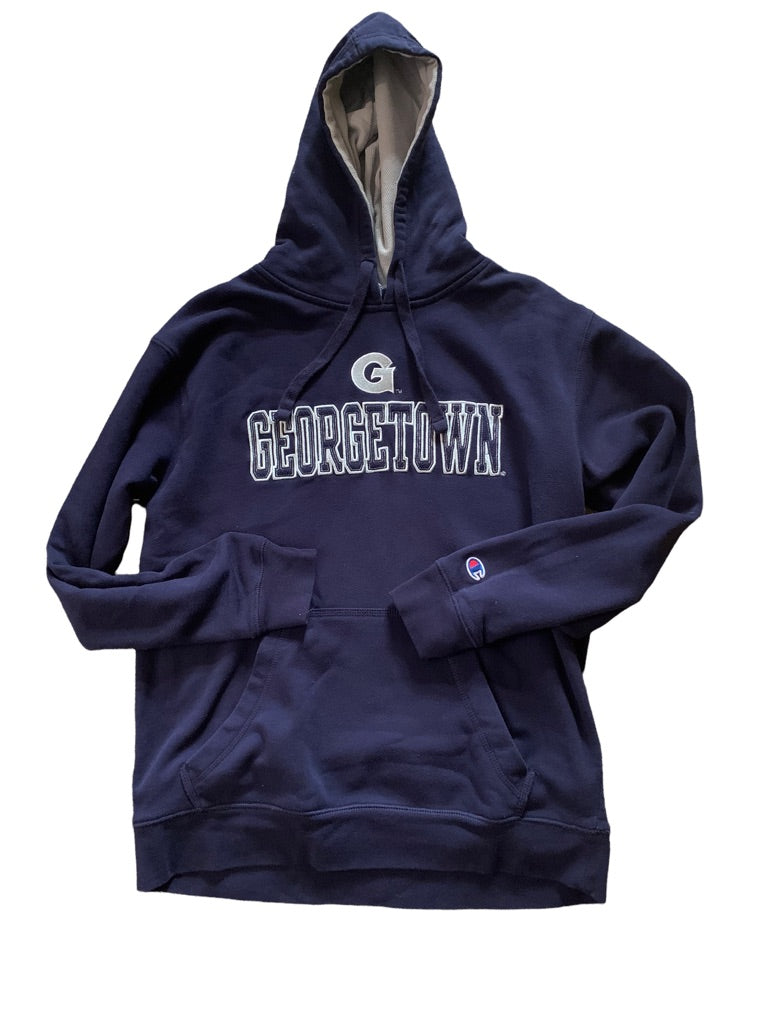 Medium Champion Navy Blue Adult "Georgetown" Pullover Hoodie Sweatshirt