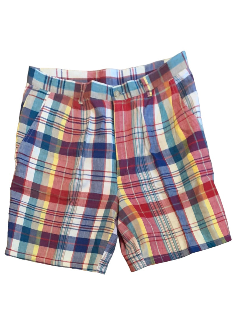 32 Woolrich Men's Vintage 1980s Golf Shorts Plaid Lined 100% Cotton 7" Inseam