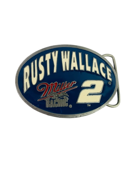 Rusty Wallace Miller Racing "2" Enameled Belt Buckle Carolina Custom USA