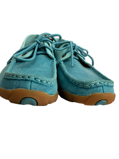 Twisted X Boots Womens Driving Moccasin Suede Leather Shoes Blue Turquoise WDM0039