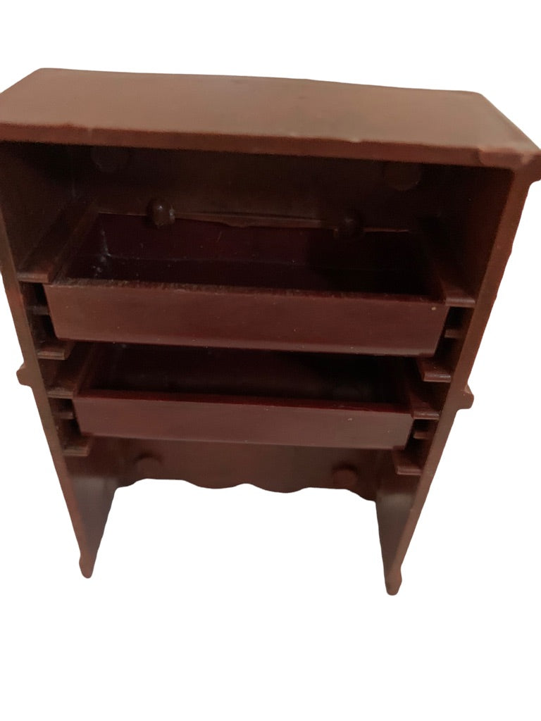 Vintage A Renewal B85 Dollhouse Miniature Plastic Tall Bureau Brown