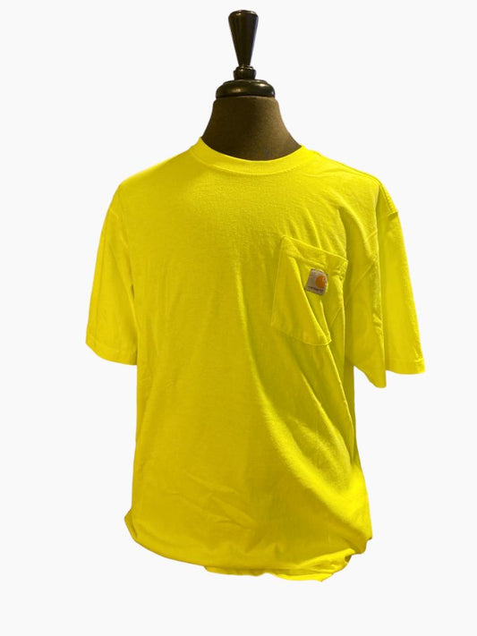 Large Carhartt Loose Fit Bright Yellow T-shirt Pocket