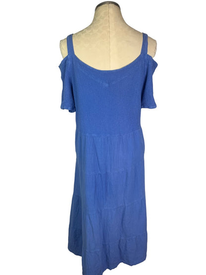 Large Dunes Women's Cornflower Blue Cover Up Dress Cold Shoulder Sundress Relaxed Fit