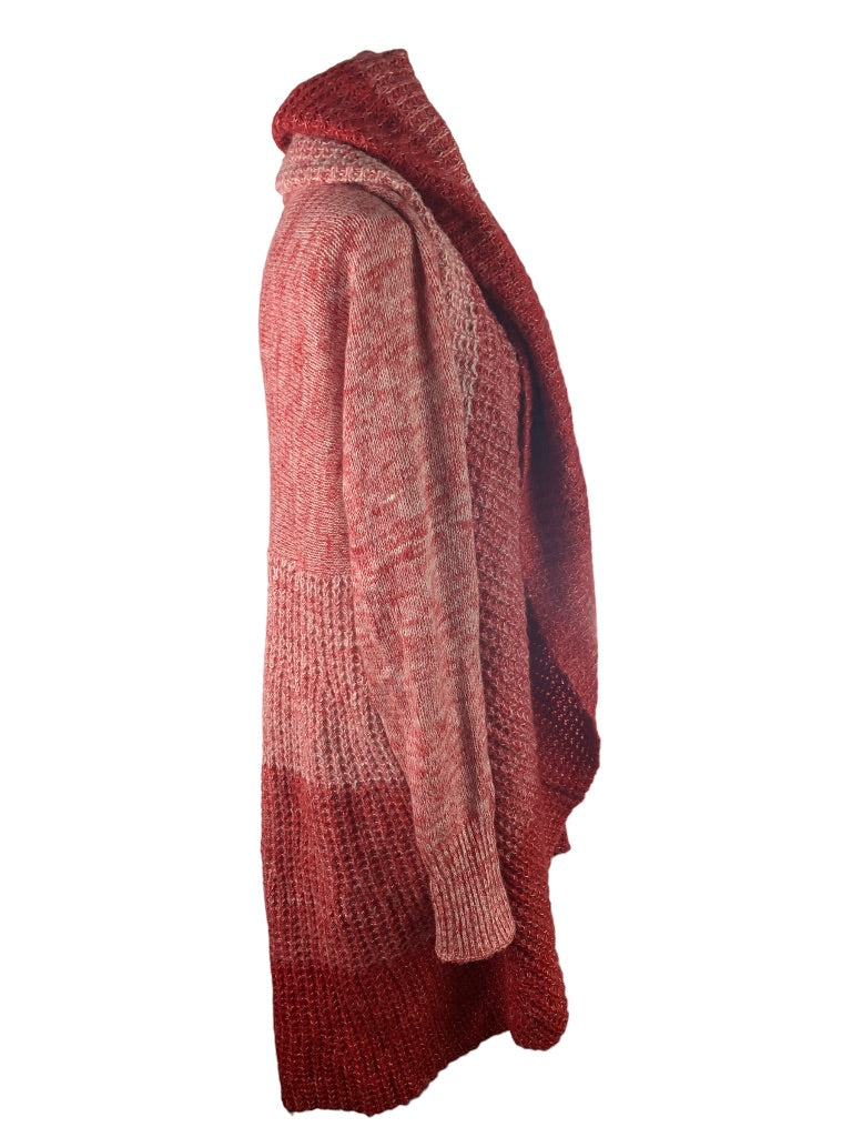 One Size Arrata Women's Red Shawl Collar Cardigan Knit Oversize Sweater