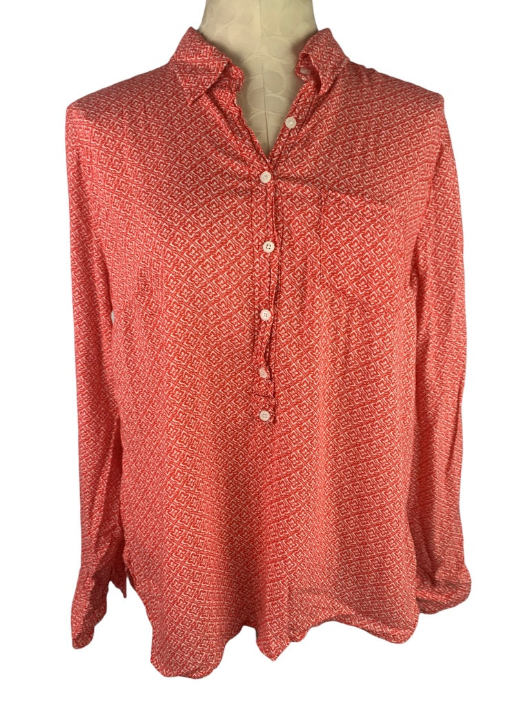 XL Dalia Collection Women's Patterned Pullover Collared Blouse