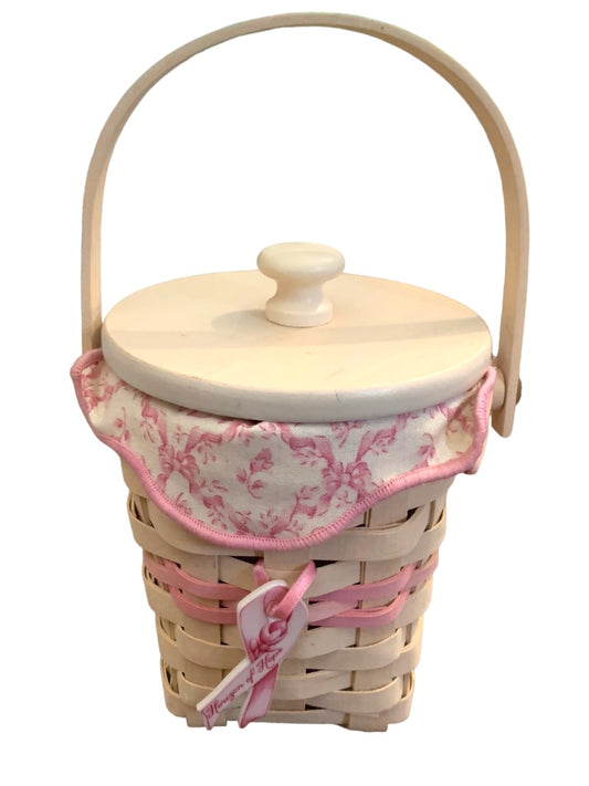 Longaberger 2002 Whitewashed Horizon of Hope Basket Combo w Lid Tie On