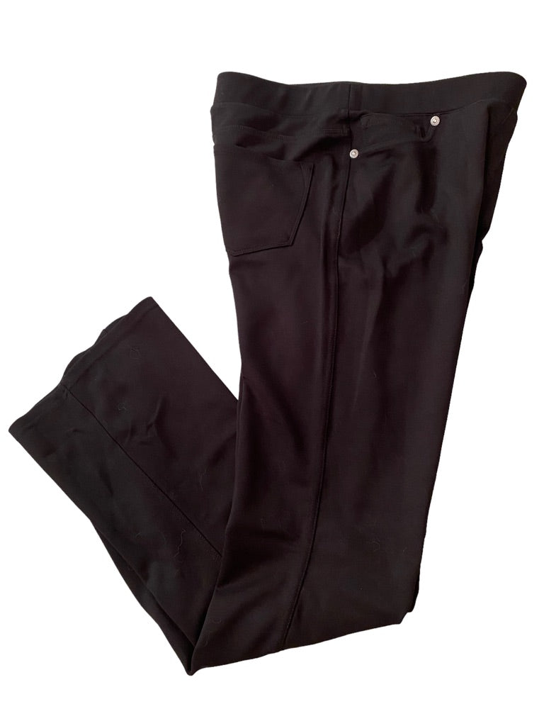 Small DG2 Diane Gilman Pull On Black Ponte Knit Pants Bootcut