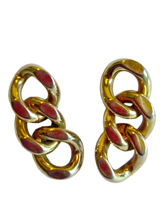 Vintage Clip on Non-Pierced Chain Style Earrings 1 3/8" Goldtone