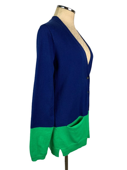 Medium Lands' End Canvas Women's Blue Green V-Neck Cardigan