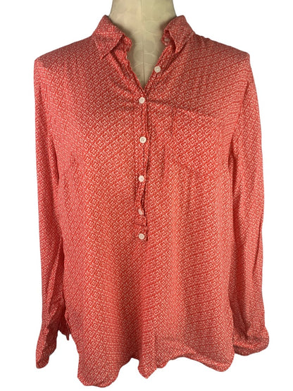 XL Dalia Collection Women's Patterned Pullover Collared Blouse