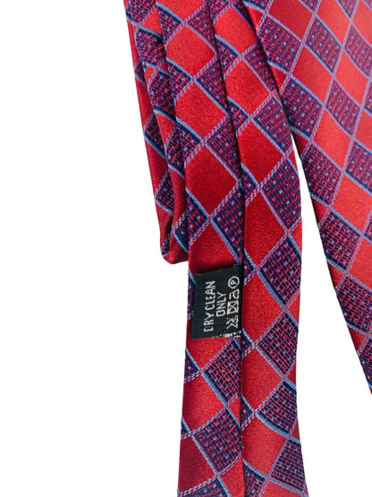 Jeordie's Men's 60" Long Necktie Tie Red Diamond Print Skinny 2 1/4"w