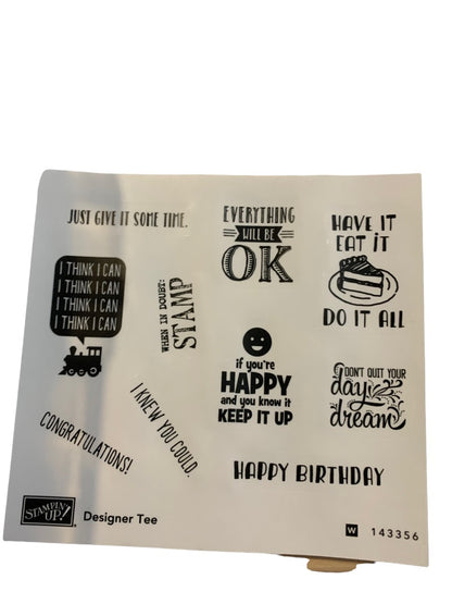 Stampin' Up! Designer Tee Wood Mount Stamp Birthday Cake Motivation 143356