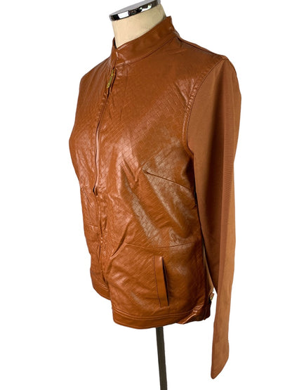 Small Liz Claiborne Full Zip Faux Leather Jacket Women's Mixed Fabric