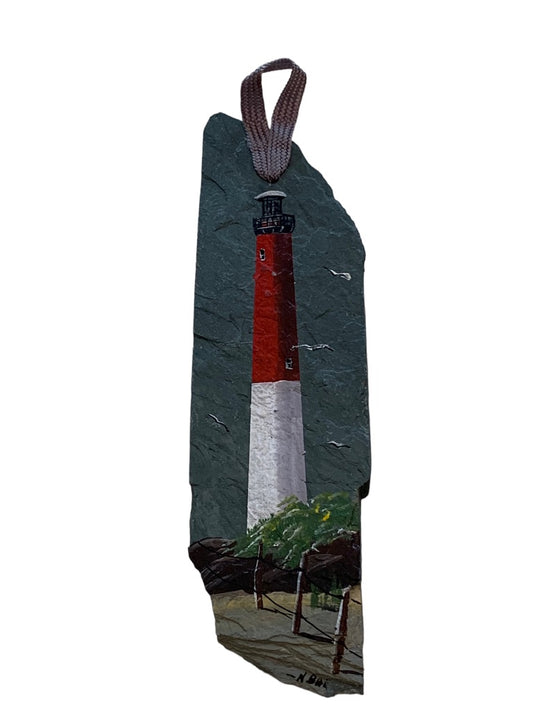 Small 8" Handpainted Slate Lighthouse Signed Ready to Hang