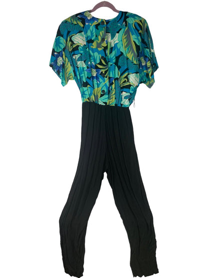 8 Studio L.A. Vintage 80s Jumpsuit Crepe Leg Floral Print Bodice