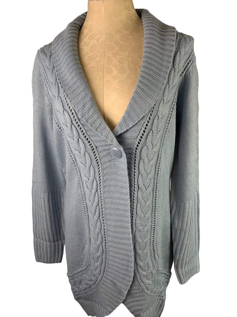 Medium Motto Women's Light Blue Long New Cardigan Sweater Single Button