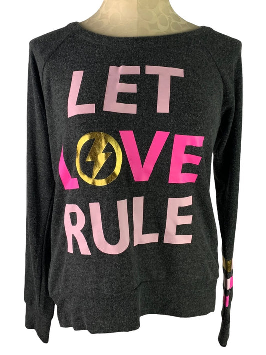 Small Chaser Pullover Sweatshirt Women's "Let Love Rule" Black Pink