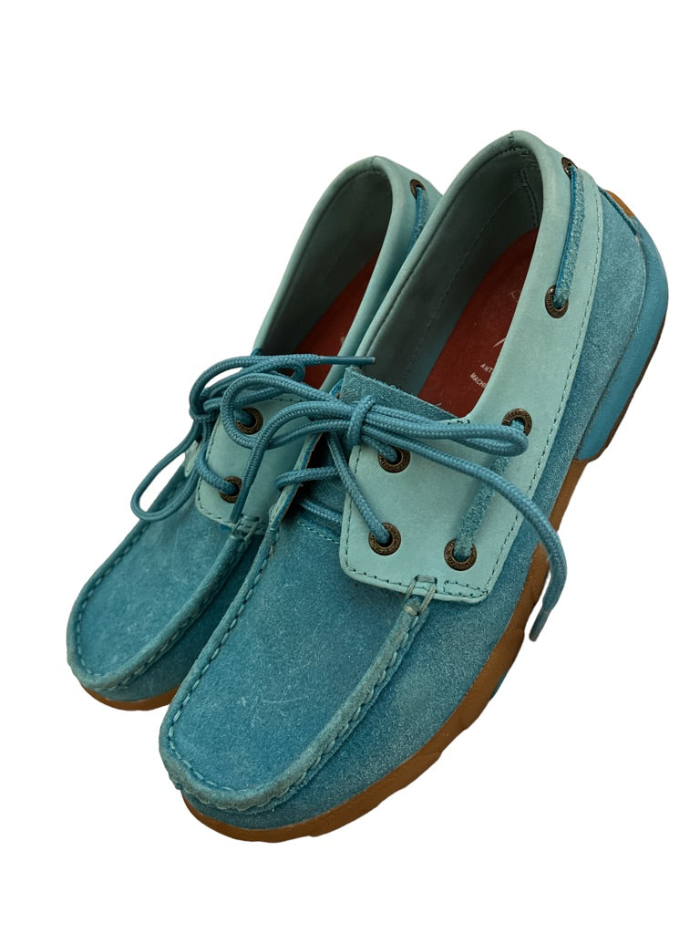 Twisted X Boots Womens Driving Moccasin Suede Leather Shoes Blue Turquoise WDM0039