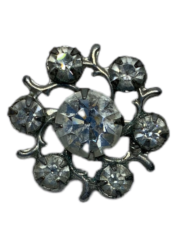 Vintage Petite Rhinestone Snowflake Brooch Pin 3/4" Diameter