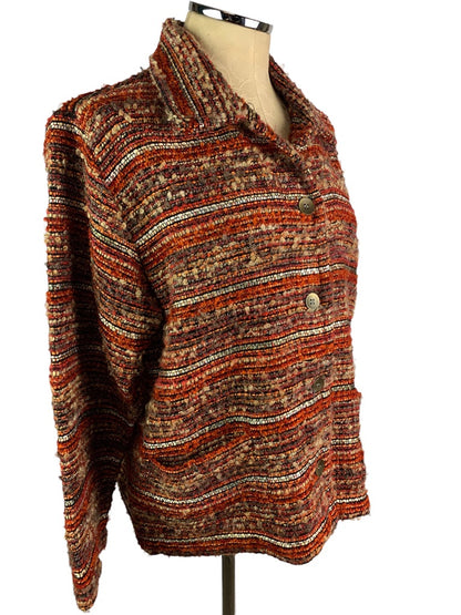 Large Chico's (Size 2) Chico's Wool Blend Jacket Fall Colors Orange Brown Pockets