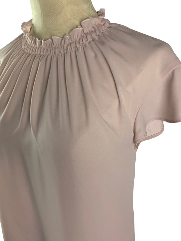 Small Express Pink Popover Blouse Sheer Short Sleeve Women's