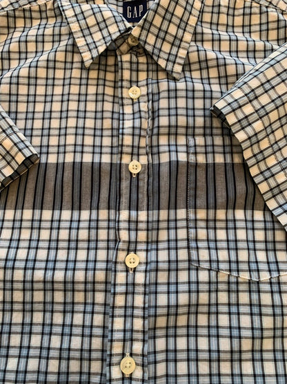 Medium (7/8) Gap Boys Blue Plaid Short Sleeve Button Down Shirt