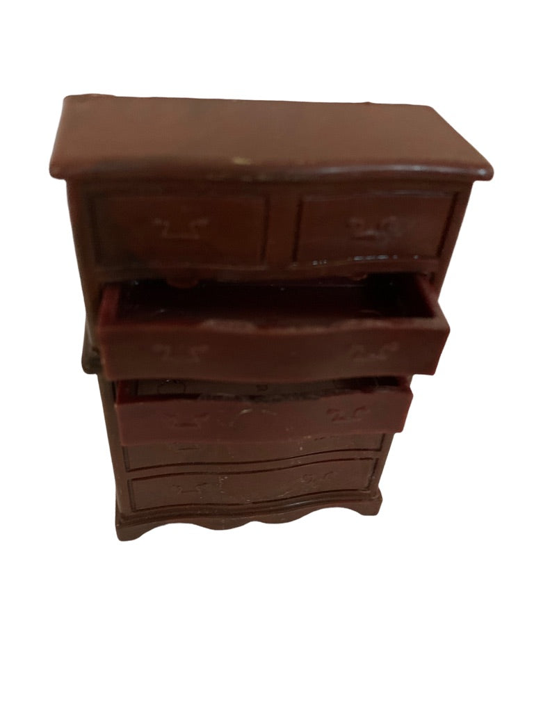 Vintage A Renewal B85 Dollhouse Miniature Plastic Tall Bureau Brown