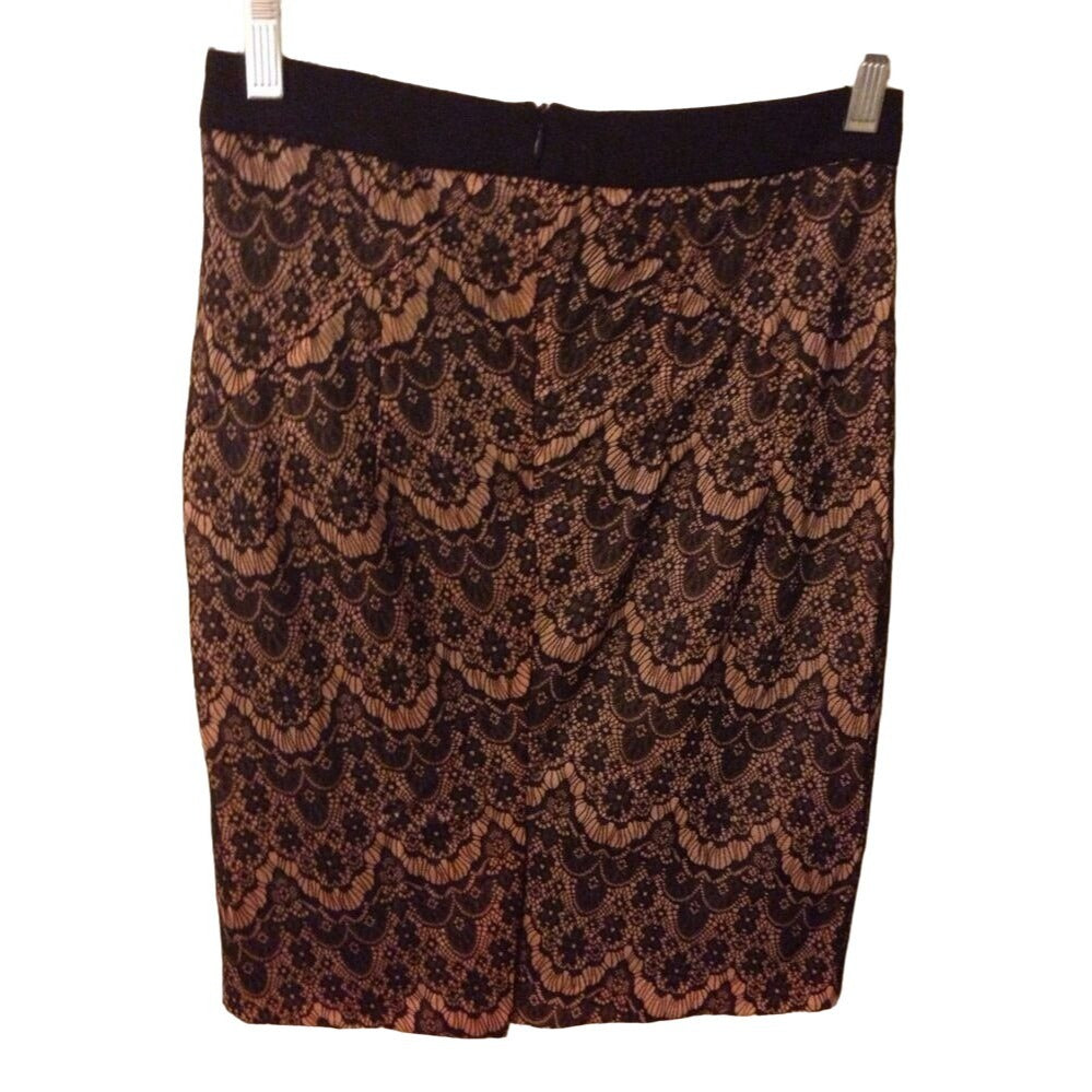 XS inLUV Women's Black Copper Straight Pencil Skirt Zipper Closure 19.5" Length