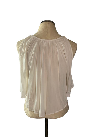 Medium Sun & Shadow Women's Cold Shoulder Crop Blouse Off White