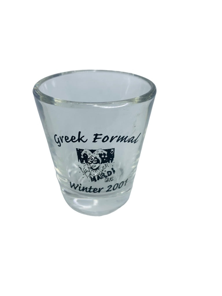 Greek Formal Mardi Gras Winter 2001 Souvenir Shot Glass Barware