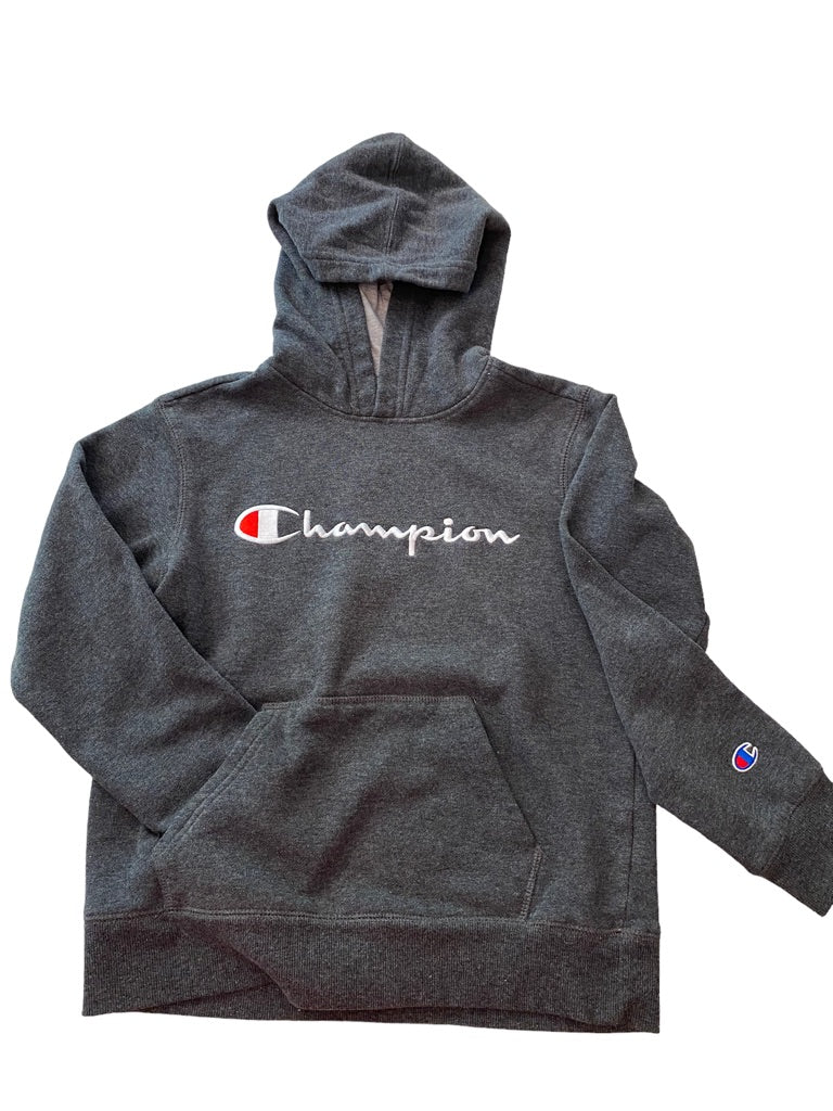 Medium Champion Logo Gray Boy's Pullover Hoodie Sweatshirt