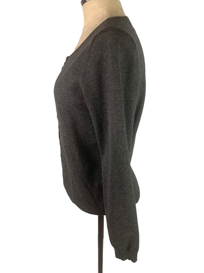 Large Petite Architect Women's Charcoal Gray Button Up Traditional Cardigan