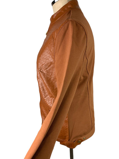 Small Liz Claiborne Full Zip Faux Leather Jacket Women's Mixed Fabric
