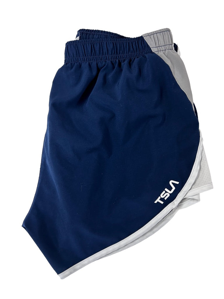 Small TSLA Women's Navy White Running Shorts 3" Inseam Liner