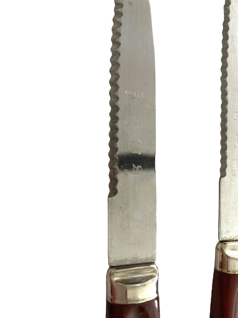 Regent Steak Knife Set of 5 Bakelite Brown Handle Stainless Blade Vintage
