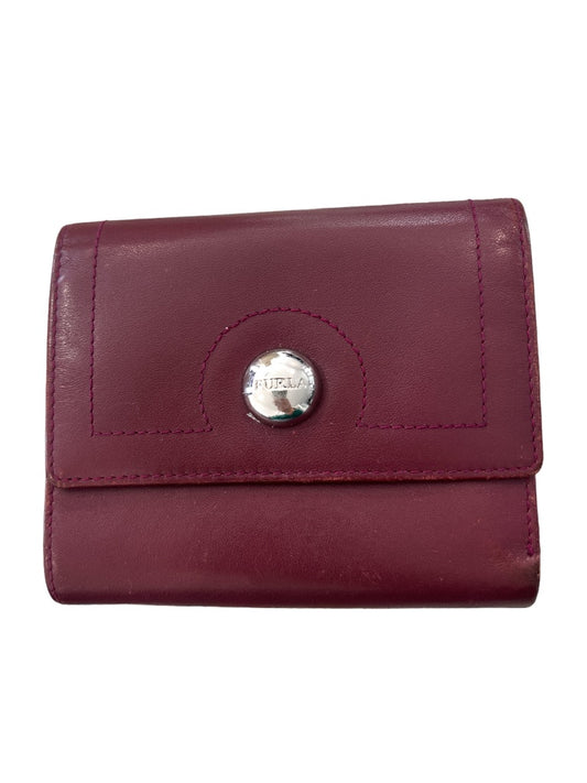 Furla Burgundy Leather Trifold Wallet Merlot 4 5/8" x 4 1/8"