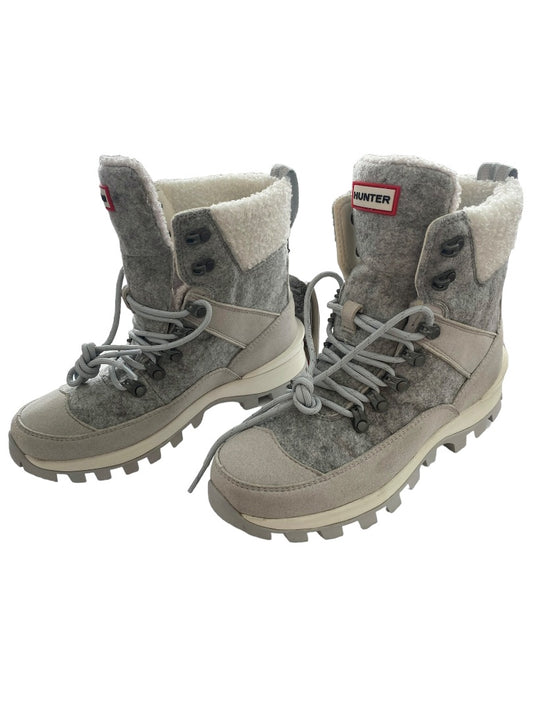 7 M Hunter Womens Insulated Glitter Silver Grey Winter Commando Boots Shoes Water Resistant