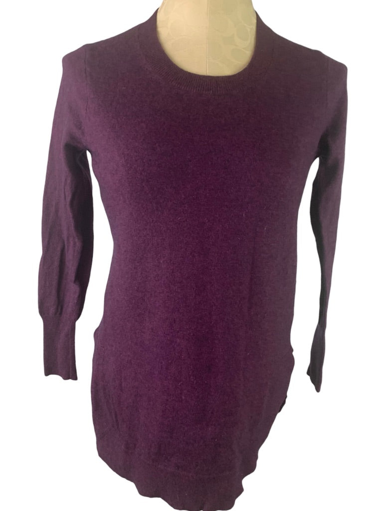 XS J.Crew Factory Women's Wool Blend Tunic Sweater Plum Style#AC624