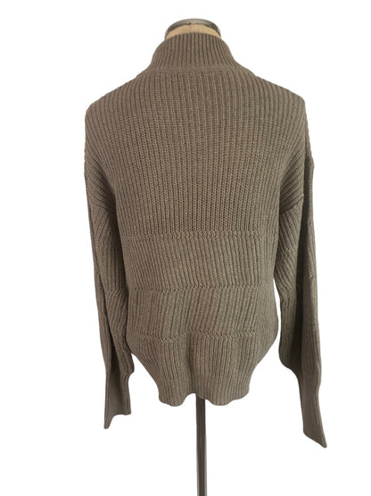 Medium Unbranded Women's 1/4 Zip Pullover Sweater Brown Gray