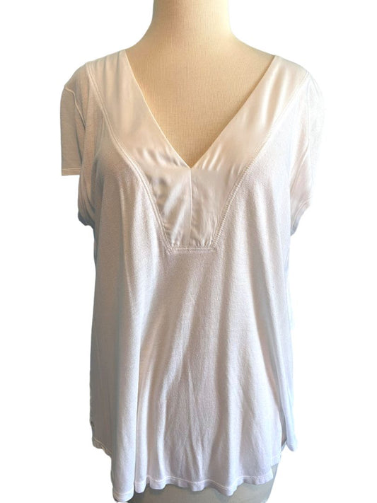 Large Deletta White Hi-Lo Floral Lace Back Tunic Blouse Anthropologie