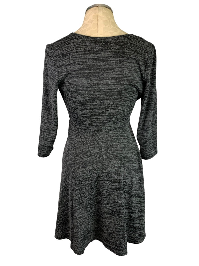 Medium Mossimo Black Gray Faux Wrap Lightweight Sweater Dress