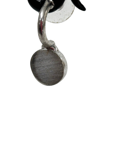 Silvertone Post Pierced Earrings Circle Design 5/8" Drop
