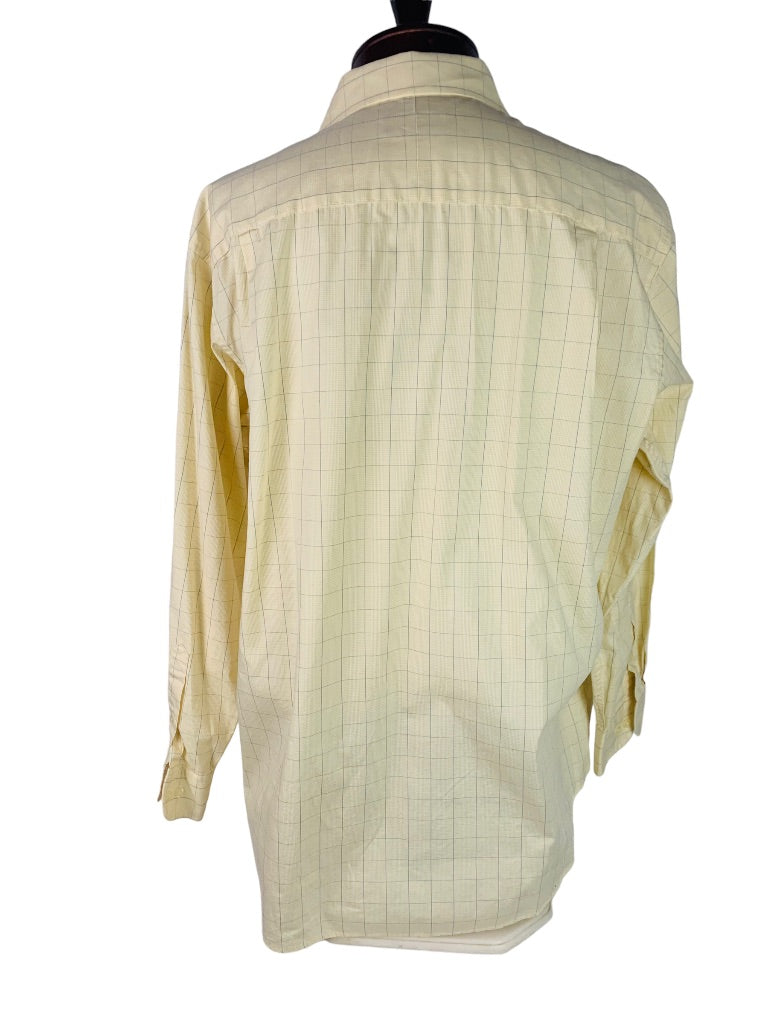 XL (17 34/35) Club Room Men's Light Yellow Plaid Button Up Dress Shirt Easy Care