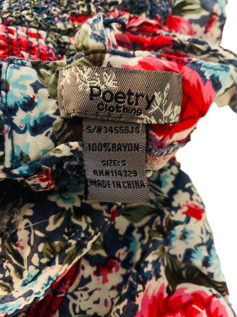 Small Poetry Women's Lightweight Rose Print Romper Rayon Pockets