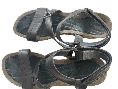 9 Teva Cabrillo Crossover Wedge Sandals Black