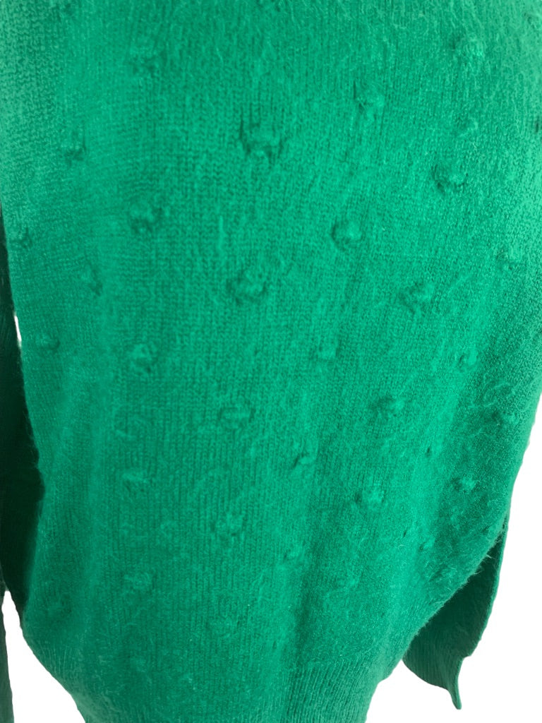 Large Vylette Women's Green Pullover Sweater Textured Dots Fuzzy